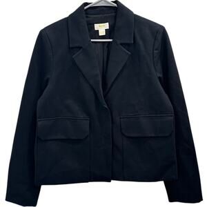 Maeve Anthropologie Black Shrunken Swing Ponte Jacket Size 10 Career Minimalism